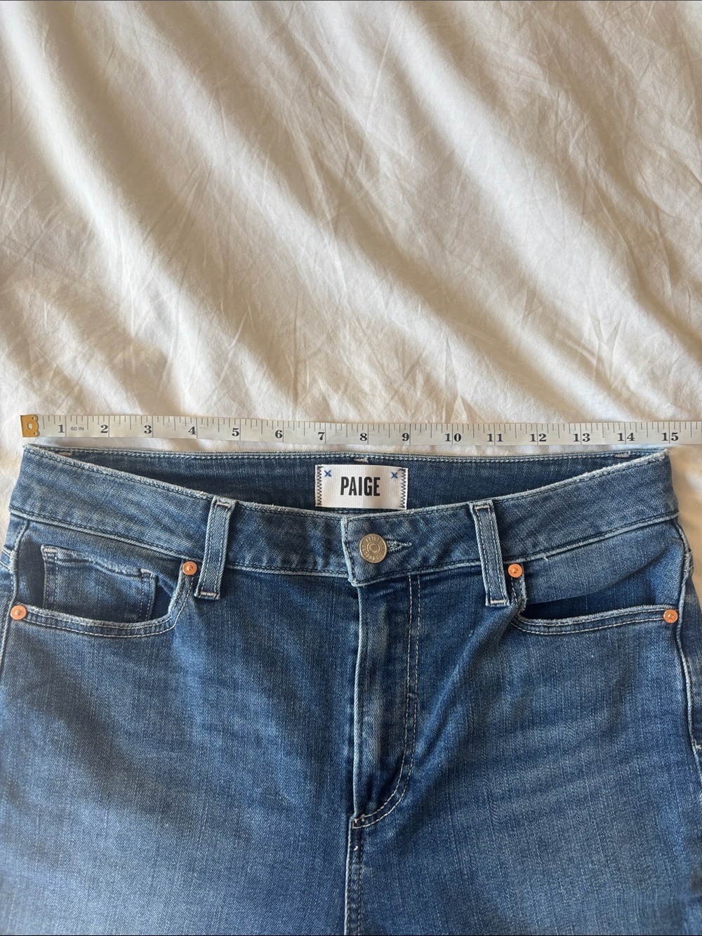 Paige Hoxton Crop Torn Hem Skinny Jeans, Medium Wash, 29 - Picture 6 of 8